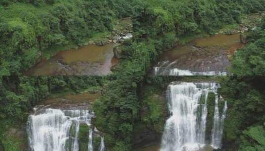 航拍雅安高叠洞瀑布自然风光高山流水高清在线视频素材下载