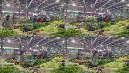 菜市场农贸市场买菜的人高清在线视频素材下载