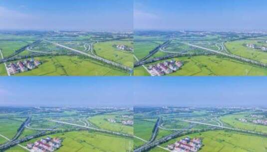 湖北省黄梅县高速公路互通立交环绕航拍延时高清在线视频素材下载