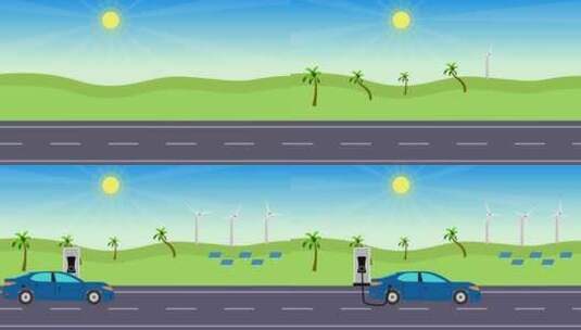 新能源汽车充电的动画高清在线视频素材下载