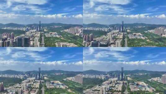 深圳深业上城蓝天白云航拍高清在线视频素材下载