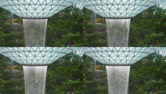 新加坡机场星耀樟宜室内喷泉高清在线视频素材下载