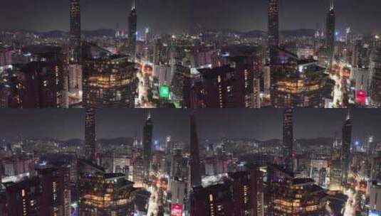 深圳写字楼商场夜景航拍高清在线视频素材下载