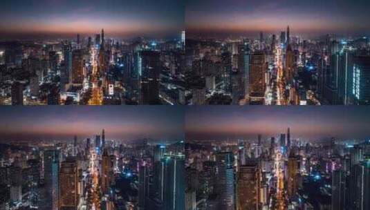 4K深圳城市夜景航拍道路车流高清在线视频素材下载