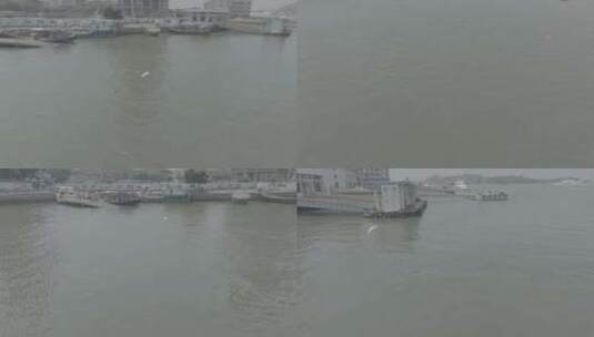 厦门市鹭江街道落日码头第一码头轮船航拍高清在线视频素材下载