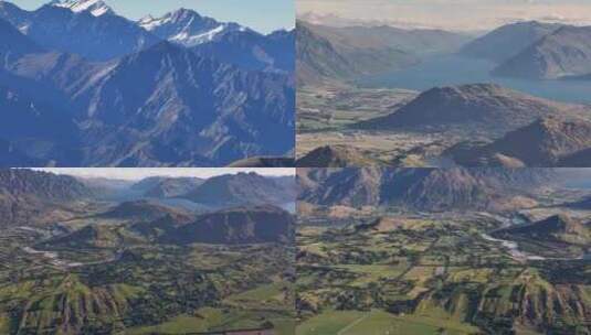 延时航拍新西兰皇后镇山顶风光高清在线视频素材下载