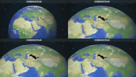 乌兹别克斯坦地图来自地球高清在线视频素材下载