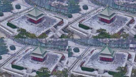 西安兴庆宫公园雪景高清在线视频素材下载