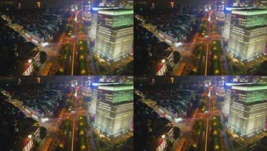 上海市浦东新区世纪大道陆家嘴车流延时夜景高清在线视频素材下载