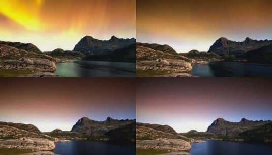 黎明的极光：日出时令人惊叹的北极光高清在线视频素材下载