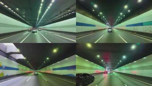 汽车在隧道穿梭开车第一视角高清在线视频素材下载