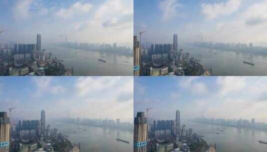 8K武汉长江汉江两江四岸天际线航拍延时高清在线视频素材下载