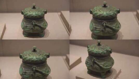 古代文物古董商代青铜器提梁卣高清在线视频素材下载