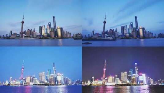 上海滩黄浦江 延时 日转夜高清在线视频素材下载