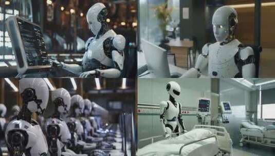 机器人替代人类工作4K高清在线视频素材下载