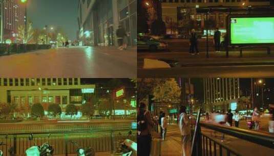 城市夜晚街头行人人流车流延时合集高清在线视频素材下载