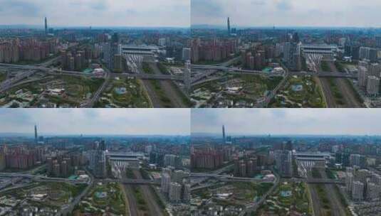 成都东站航拍延时城市景观高清在线视频素材下载