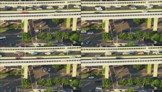 移轴镜头城市高架桥交通道路车流高清在线视频素材下载