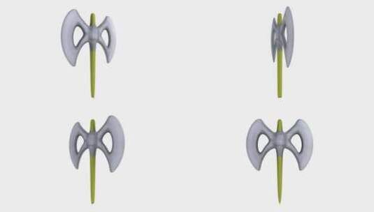风格化斧头在白色背景上循环旋转高清在线视频素材下载