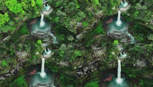 山间溪流森林瀑布高清在线视频素材下载