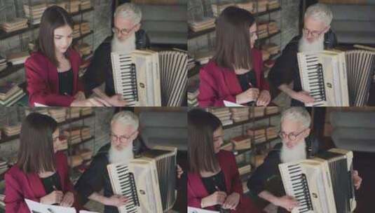 拉手风琴的老人高清在线视频素材下载