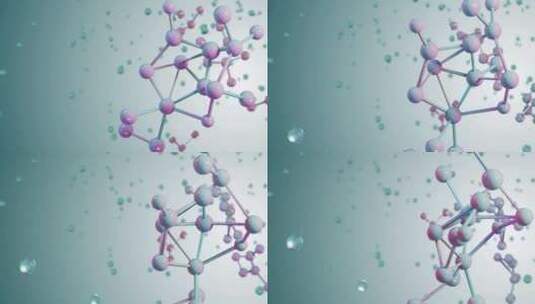 原子和分子抽象三维图形动画。抽象分子点阵高清在线视频素材下载