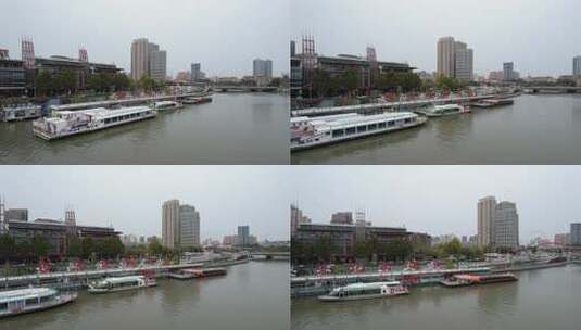 天津海河风景古文化街码头城市风光航拍高清在线视频素材下载