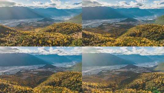 西藏林芝市巴宜区比日神山秋色航拍雪山延时高清在线视频素材下载