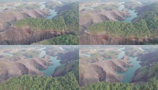 中国航拍湖南郴州高椅岭丹霞地貌高清在线视频素材下载