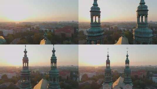 初夏波兹南历史旅游中心和圣弗朗西斯教堂尖高清在线视频素材下载