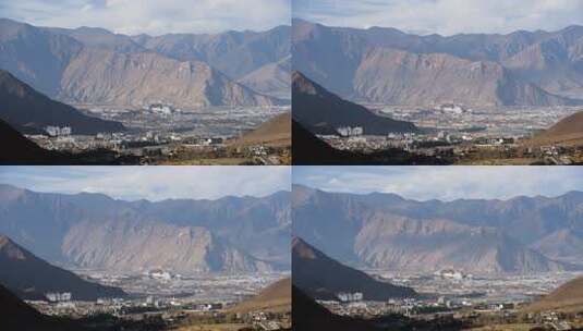 拉萨天堂草原拍布达拉宫的延时摄影高清在线视频素材下载