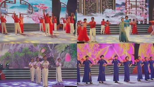 中老年舞台舞蹈表演高清在线视频素材下载