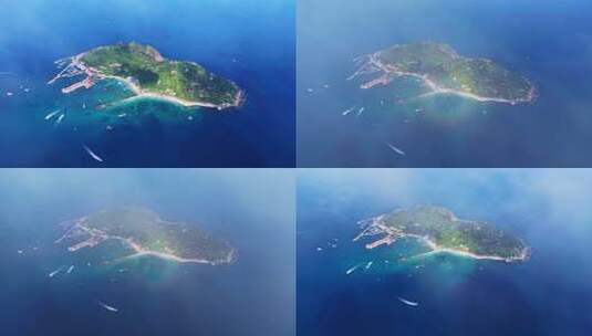 海南陵水分界洲岛高视角航拍佛光海岸线全景高清在线视频素材下载