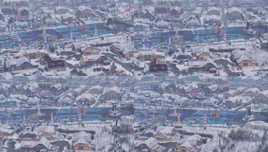 青岛西海岸金沙滩雪景国际啤酒城雪景高清在线视频素材下载