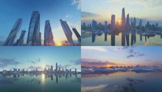 天空之城 想象 未来世界 未来都市高清在线视频素材下载