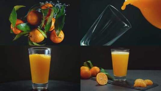 橘子特写创意拍摄橘子汁橙子果汁NFC高清在线视频素材下载
