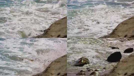 海浪拍打礁石高清在线视频素材下载
