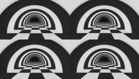 黑白光学错觉隧道循环动画高清在线视频素材下载