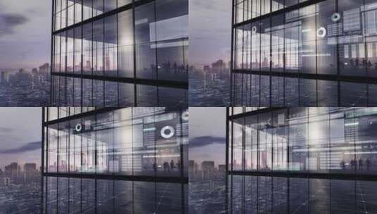 在摩天大楼的背景下交换数据和交易高清在线视频素材下载