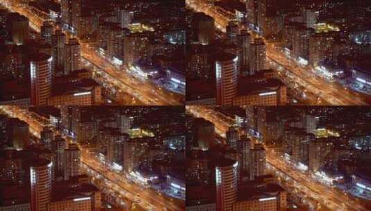 北京城市夜景马路车流高清在线视频素材下载