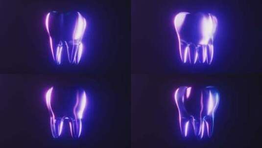 牙齿与霓虹灯光效果循环动画3D渲染高清在线视频素材下载