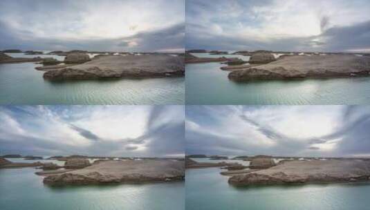 青海海西州乌素特水上雅丹地貌延时高清在线视频素材下载