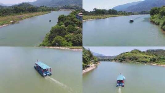 4K-福州永泰大樟溪游船航拍高清在线视频素材下载