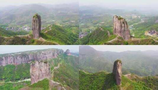 浙江温州乐清羊角洞，剑岩，航拍高清在线视频素材下载