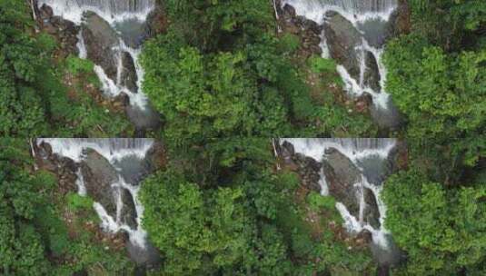 广东东莞：连日降雨 景区瀑布流水潺潺高清在线视频素材下载