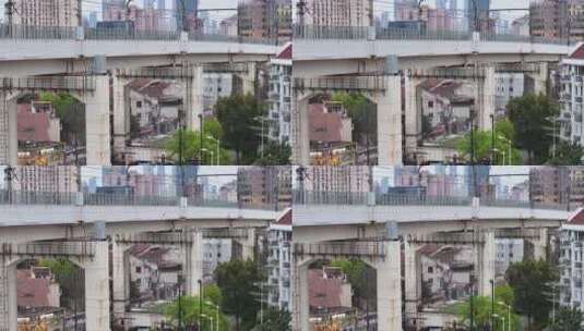 航拍上海 虹口足球场地铁站高清在线视频素材下载