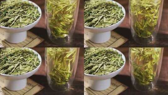 清新的龙井茶叶泡茶茶道茶文化8K实拍高清在线视频素材下载