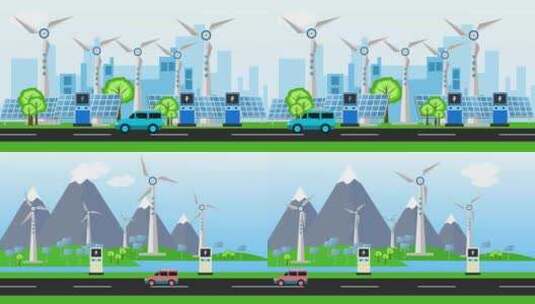 新能源电车充电mg动画场景视频高清在线视频素材下载