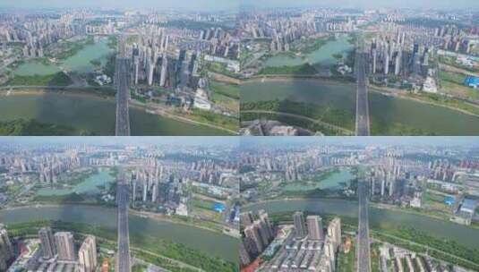 中国长沙市浏阳河大桥航拍高清在线视频素材下载