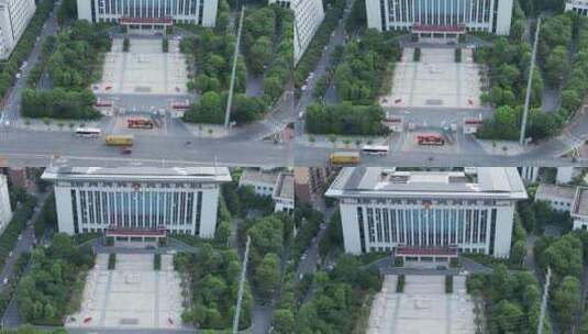 衡阳雁峰区政府大楼航拍高清在线视频素材下载